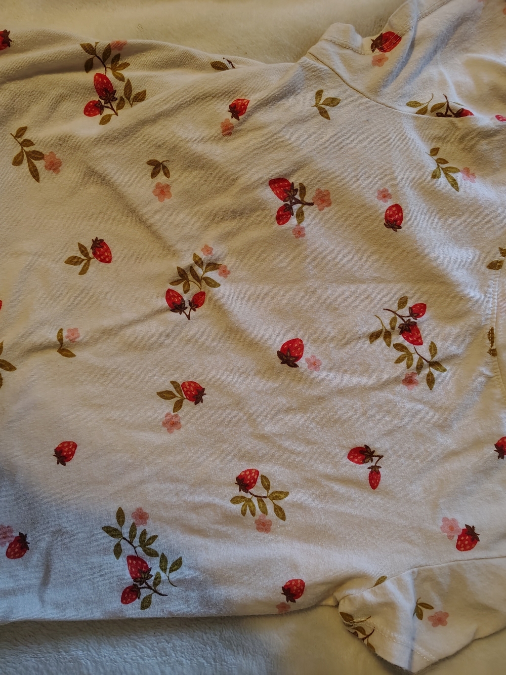 Girls' Cream Strawberry Print Top - Brand Old Navy